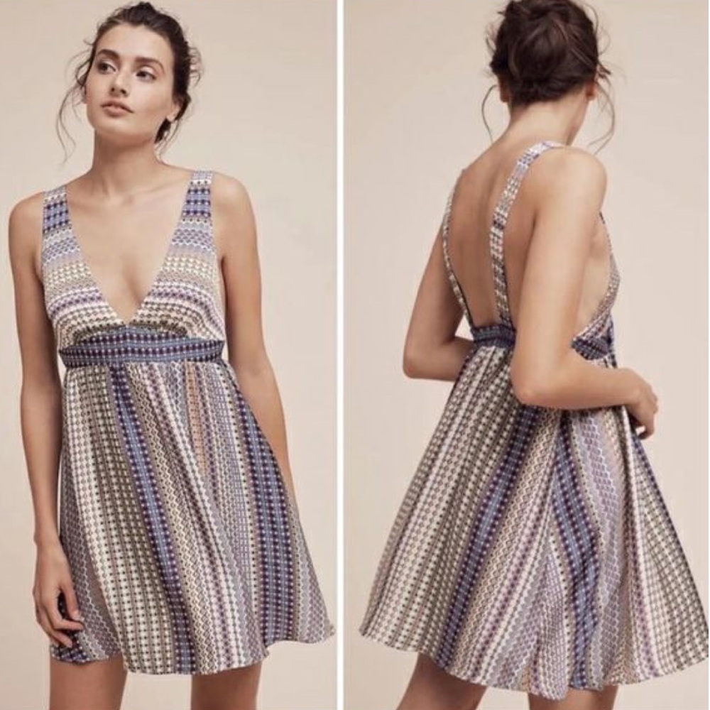 Floreat (Anthropologie) xs Elegant Multicolor V-Neck Dress